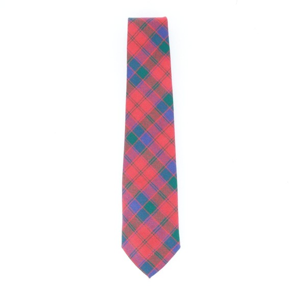 Ingles Buchan Tie Men Red Blue Green Plaid Wool Classic Scotland - Picture 4 of 12